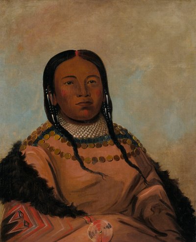 Wi-lóoh-tah-eeh-tcháh-ta-máh-nee, Cosa rossa che tocca marciando, figlia di Black Rock, 1832 da George Catlin