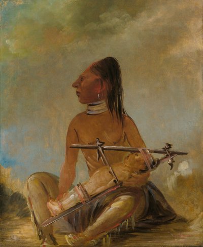 Donna e bambino, che mostra come le teste dei bambini siano appiattite da George Catlin