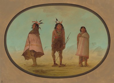 Yntah Uomo Medicina, un Guerriero e una Donna da George Catlin