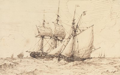 Un lugger che segnala una fregata di passaggio da George Chambers