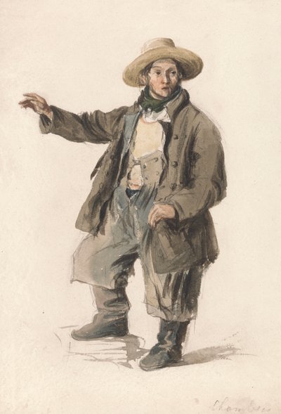 Portatore di pesce con cappello di paglia da George Chambers
