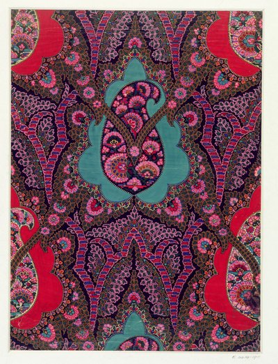 Disegno di tessuto per scialli Paisley, c.1871 da George Charles Haite