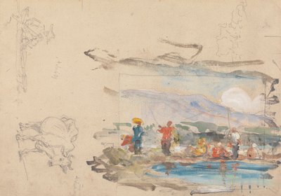 Una piscina con figure da George Chinnery