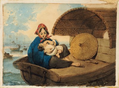 Una Donna Tanka con il suo Bambino su una Barca da George Chinnery