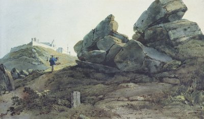 Rocce e un convento sulla collina, Cina da George Chinnery