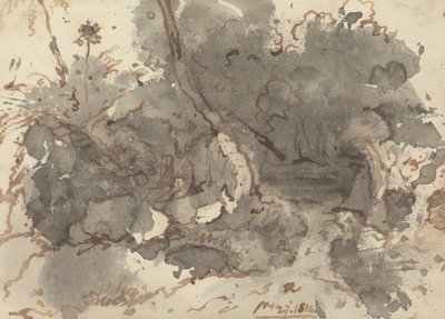 Edificio di paglia in un bosco da George Chinnery
