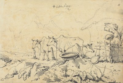Tre mucche legate da George Chinnery