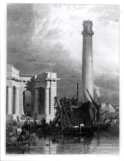 La Torre del Colpo e il Ponte di Waterloo, inciso da G. Cooke da George Clarkson (after) Stanfield