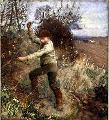 Ragazzo che taglia una siepe, 1890 da George Clausen