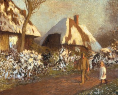 Cottage in una sera gelida da George Clausen