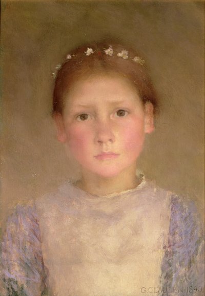 La Ghirlanda di Margherite - Uno Studio in Luce Bassa, 1890 da George Clausen
