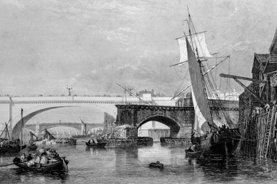 Parte dei vecchi e nuovi ponti di Londra da George Cooke