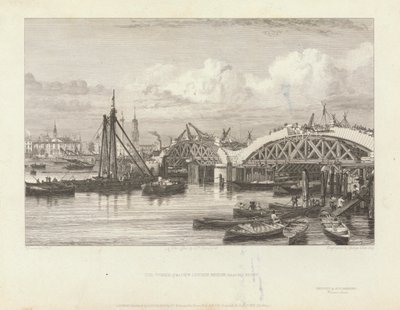 I lavori del nuovo ponte di Londra da George Cooke