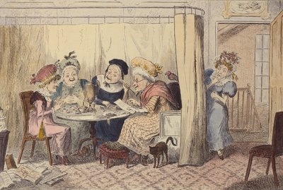 "Un curioso gruppo di elfi calunniatori o gli ascoltatori raramente sentono bene di sé", 1835 da George Cruikshank