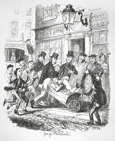 Un borseggiatore in custodia, c.1835 (incisione) da George Cruikshank