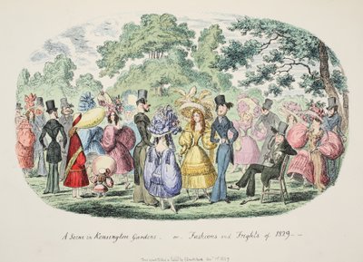 Una scena nei giardini di Kensington - o - Mode e paure del 1829, pub. 1829 da George Cruikshank