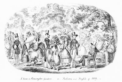Una scena nei giardini di Kensington, o mode e paure del 1829 da George Cruikshank