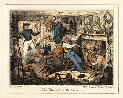 Un tenente di marina chiama un vecchio guardiamarina al dovere da George Cruikshank