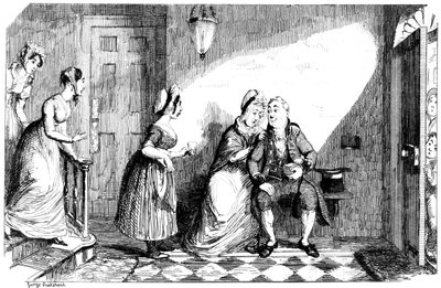 Un certo numero di donne si prendono cura di un uomo malato, XIX secolo da George Cruikshank