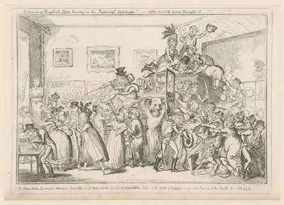 Una scena al Museo di Londra Piccadilly da George Cruikshank