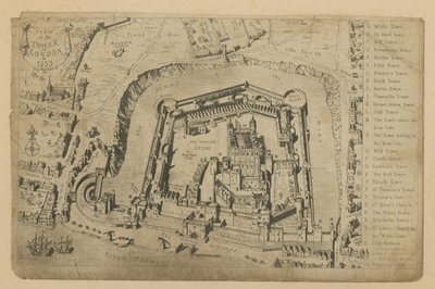 Veduta della Torre di Londra nel 1553 da George Cruikshank