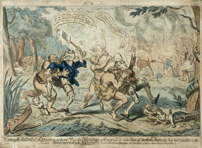 Tutti Tra gli Ottentotti che Ballano a Riva..., pubblicato il 7 settembre 1819 da George Cruikshank
