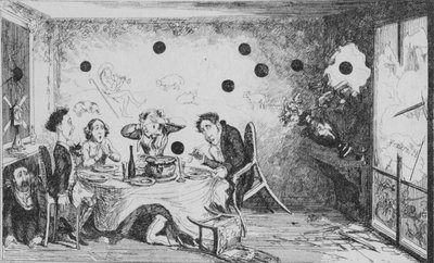 Una cena inglese interrotta a Parigi, c1849 da George Cruikshank