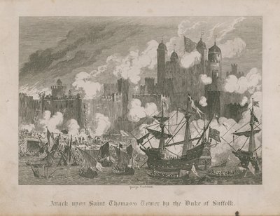 Attacco alla Torre di San Tommaso da parte del Duca di Suffolk da George Cruikshank