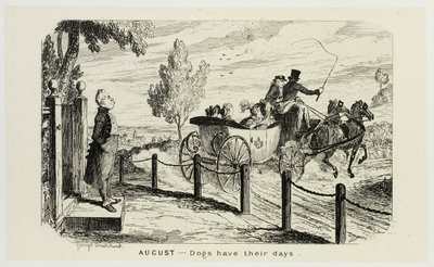 Agosto - I cani hanno i loro giorni dalle acqueforti di George Cruikshank a The Comic Almanacks: 1835-1853 da George Cruikshank