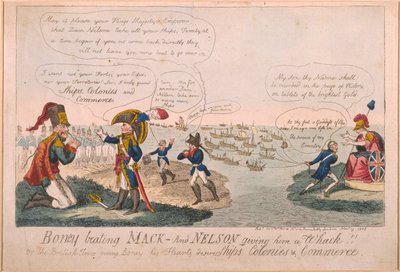 Boney che Batte Mack - E Nelson che Gli Dà una Sberla!, 1805 da George Cruikshank