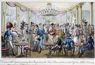 Café des Milles colonne - in "Life in Paris" di David Carey, Londra da George Cruikshank
