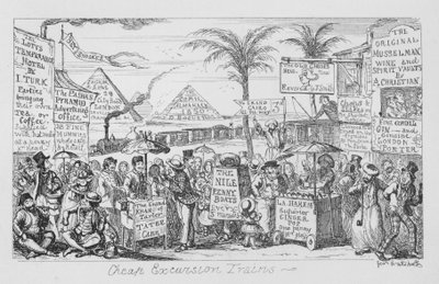 Treni di escursione economici, ovvero il futuro del turismo di massa immaginato (incisione) da George Cruikshank