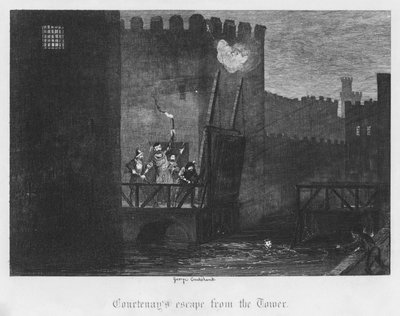 La fuga di Courtenay dalla Torre da George Cruikshank