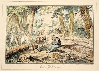 Davy Jenkins, da Greenwich Hospital, una serie di schizzi navali, descrittivi della vita di un uomo di guerra, pub. 1826 da George Cruikshank