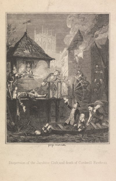 Dispersione del Club Giacobita e Morte di Cordwell Firebras da George Cruikshank