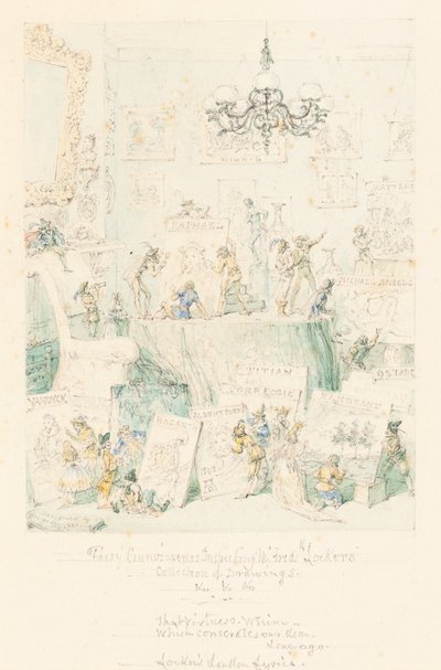 Conoscitori di fate ispezionano la collezione di disegni di Mr. Frederick Locker da George Cruikshank