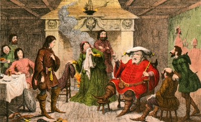 Falstaff recita la parte del re da George Cruikshank