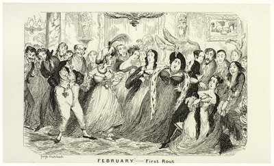Febbraio - Prima stesura delle acqueforti di George Cruikshank in The Comic Almanacks: 1835-1853 da George Cruikshank