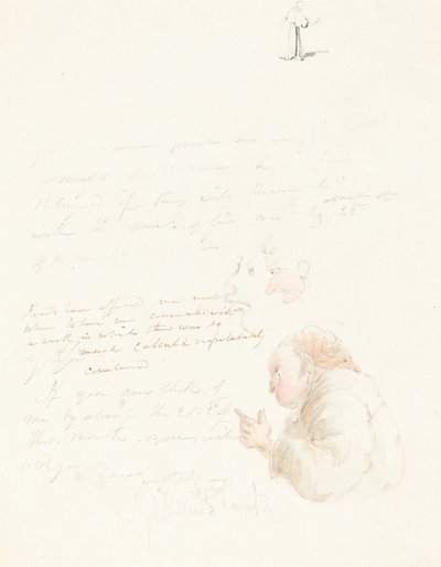 Mezzo busto di un avvocato e altri schizzi da George Cruikshank