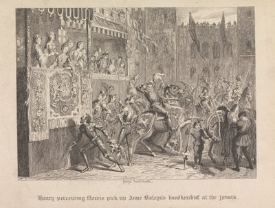 Enrico vede Norris raccogliere il fazzoletto di Anna Bolena al torneo da George Cruikshank