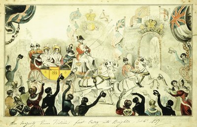 Sua Maestà la Regina Vittoria entra per la prima volta a Brighton il 4 ottobre 1837, 1837 da George Cruikshank