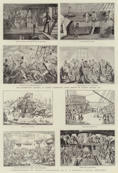 Arte umoristica alla Royal Naval Exhibition da George Cruikshank