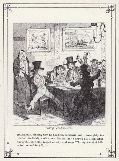 Illustrazione per The Bachelor’s Own Book, o The Progress of Mr Lambkin (Gent) da George Cruikshank