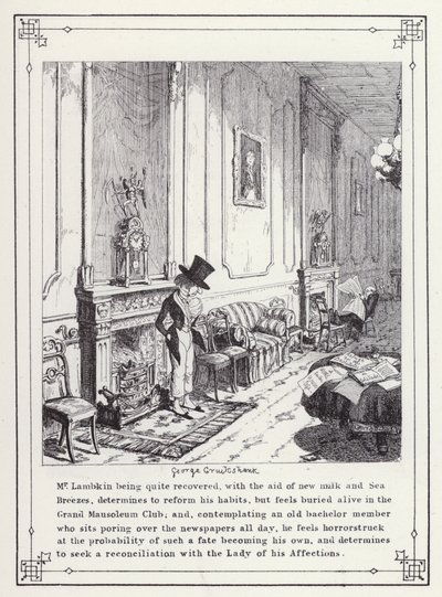 Illustrazione per The Bachelor’s Own Book, o The Progress of Mr Lambkin (Gent) da George Cruikshank