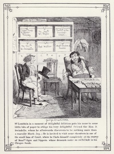 Illustrazione per The Bachelor’s Own Book, o The Progress of Mr Lambkin (Gent) da George Cruikshank