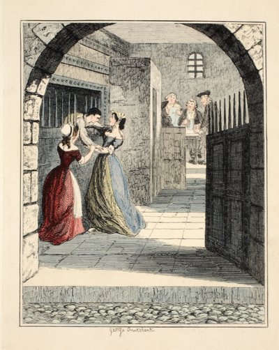 Jack Sheppard che fugge dalla cella dei condannati a Newgate, illustrazione da Jack Sheppard: Un romanzo di William Harrison Ainsworth da George Cruikshank