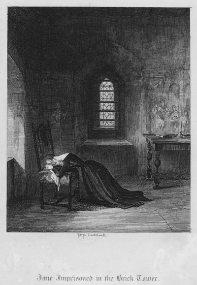 Jane imprigionata nella Torre di Mattoni da George Cruikshank