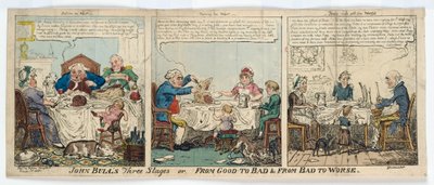 Le tre fasi di John Bull, o, Dal bene al male e dal male al peggio, 1815 da George Cruikshank