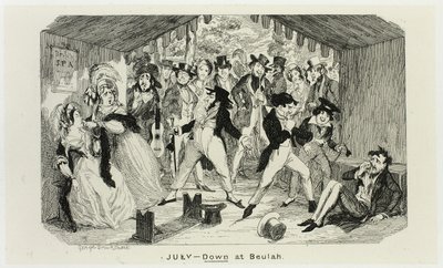 Luglio - Down at Beulah dalle acqueforti di George Cruikshank per The Comic Almanacks: 1835-1853 da George Cruikshank