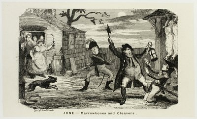 Giugno - Ossa di midollo e mannaie dalle acqueforti di George Cruikshank per The Comic Almanacks: 1835-1853 da George Cruikshank